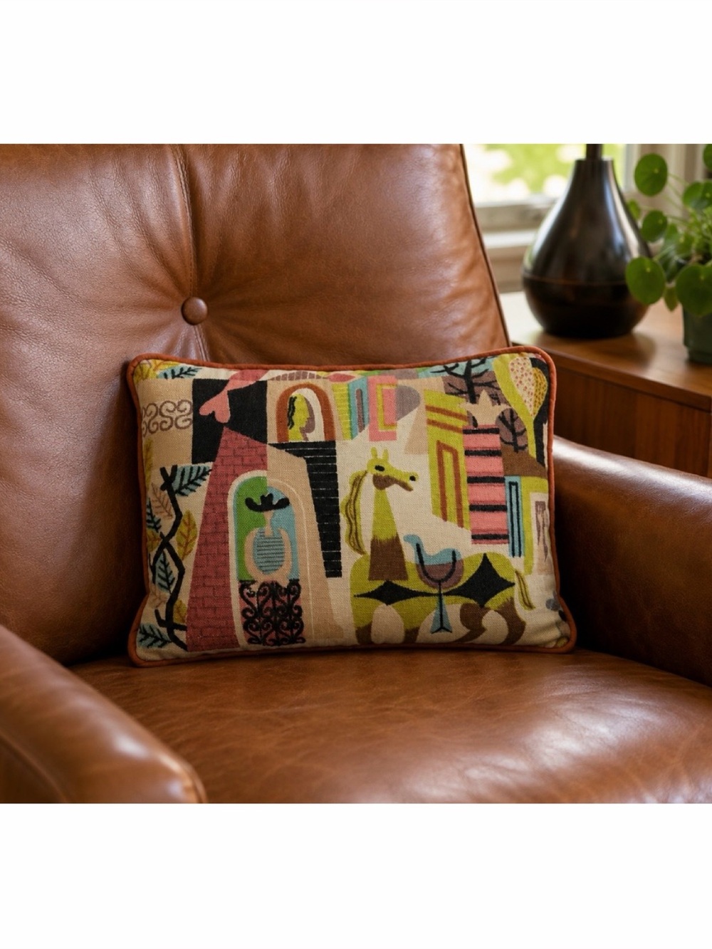 Mid-Century Modern Colorful Decorative Accent Throw Pillow, OS